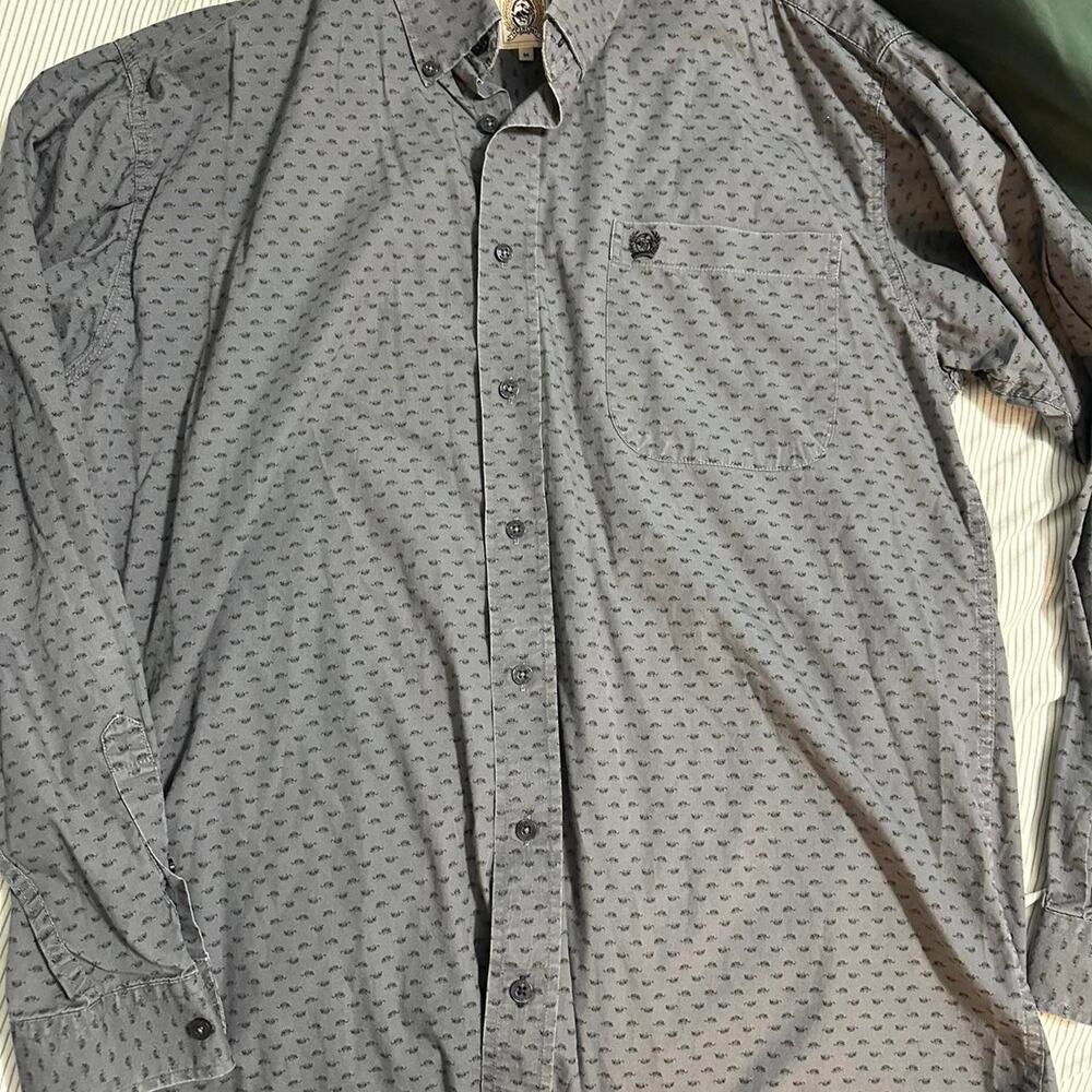 Cinch men grey button up shirt